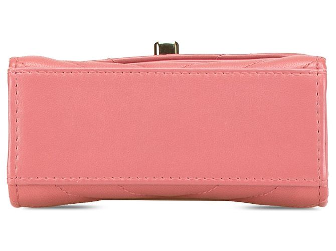 Cartera de Cadena Trendy CC Chanel Mini Chevron de Cuir de Cordero Rosa - vista 3