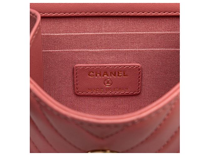 Cartera de Cadena Trendy CC Chanel Mini Chevron de Cuir de Cordero Rosa - vista 5