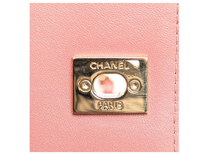 Cartera de Cadena Trendy CC Chanel Mini Chevron de Cuir de Cordero Rosa - vista 7
