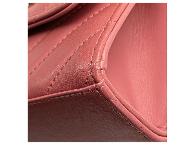 Cartera de Cadena Trendy CC Chanel Mini Chevron de Cuir de Cordero Rosa - vista 8