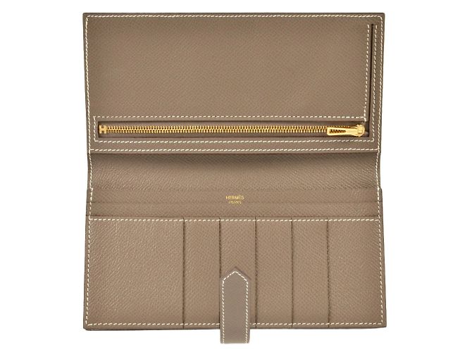 Hermès Cartera Larga Soufflé Bearn Hermes Gris pardo - vista 4
