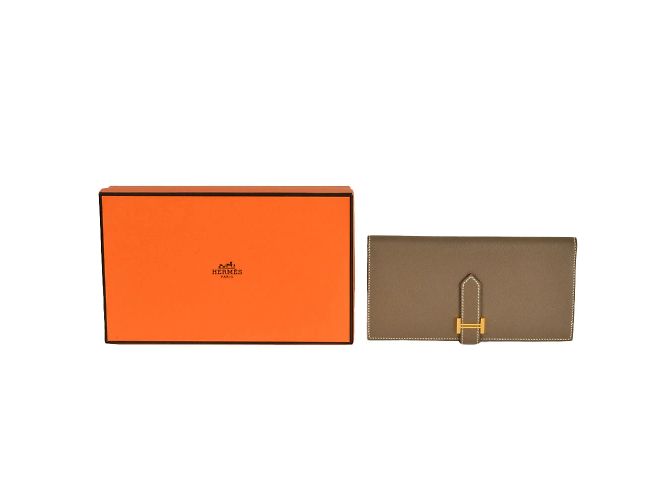 Hermès Cartera Larga Soufflé Bearn Hermes Gris pardo - vista 8