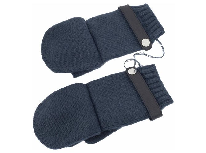 Hermès Muffole in cashmere senza dita Hermes Lionel Nero Blu - vista 3