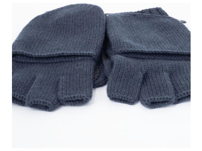 Hermès Muffole in cashmere senza dita Hermes Lionel Nero Blu - vista 5