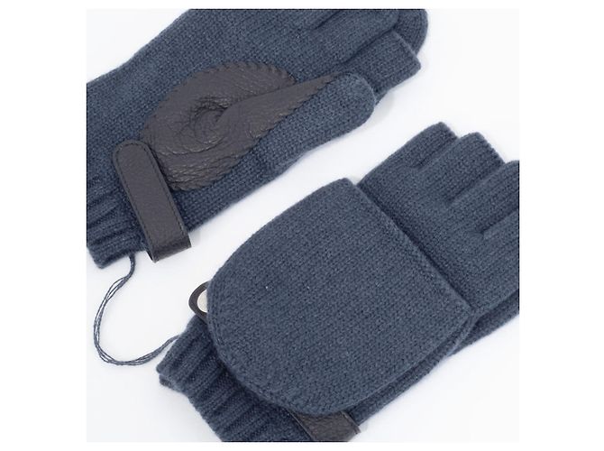 Hermès Muffole in cashmere senza dita Hermes Lionel Nero Blu - vista 8