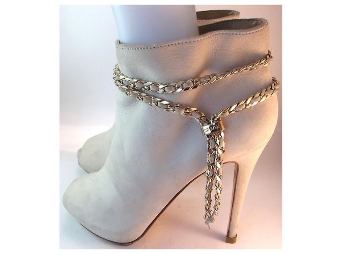 Botines de punta abierta Le Silla en cuero beige - vista 11