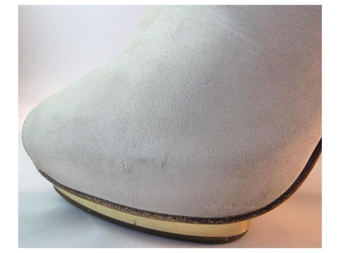 Botines de punta abierta Le Silla en cuero beige - vista 13