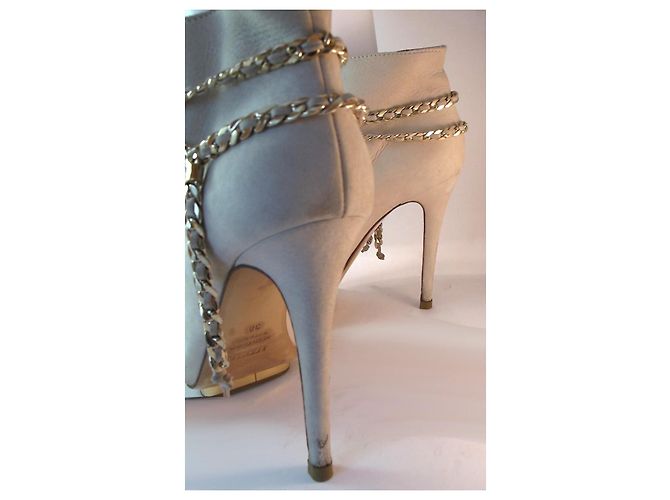 Botines de punta abierta Le Silla en cuero beige - vista 14