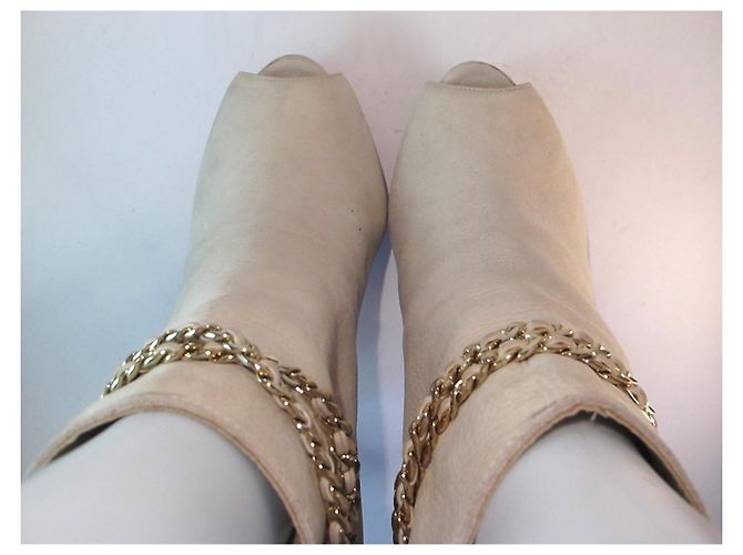 Botines de punta abierta Le Silla en cuero beige - vista 15