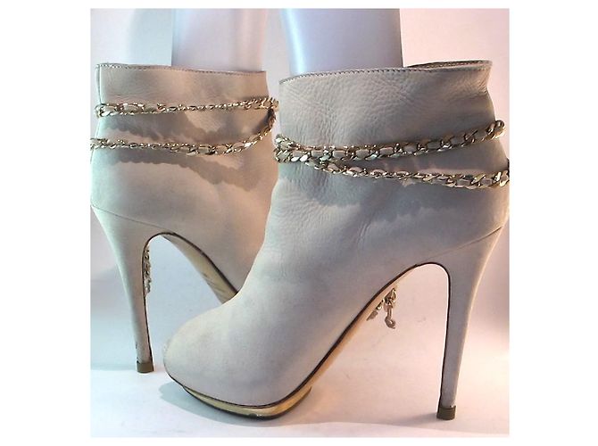 Botines de punta abierta Le Silla en cuero beige - vista 17