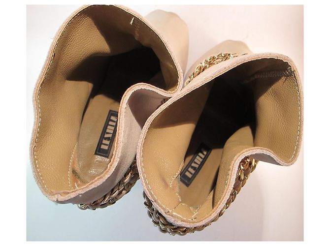 Botines de punta abierta Le Silla en cuero beige - vista 18