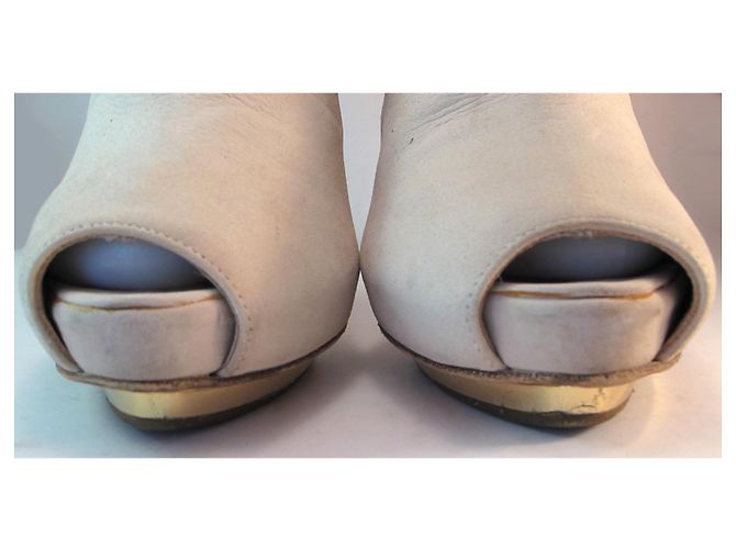 Botines de punta abierta Le Silla en cuero beige - vista 4