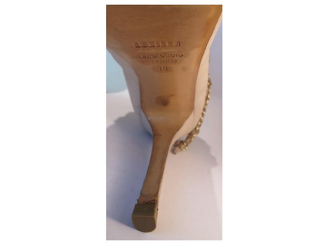 Botines de punta abierta Le Silla en cuero beige - vista 8