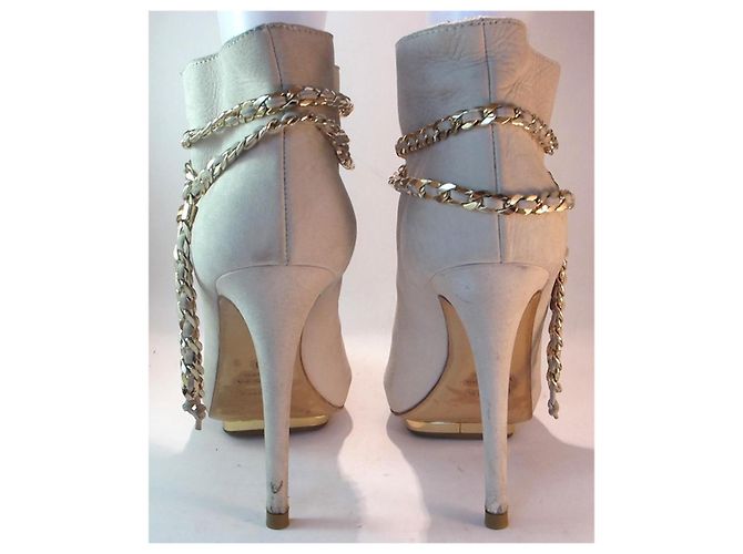 Botines de punta abierta Le Silla en cuero beige - vista 9