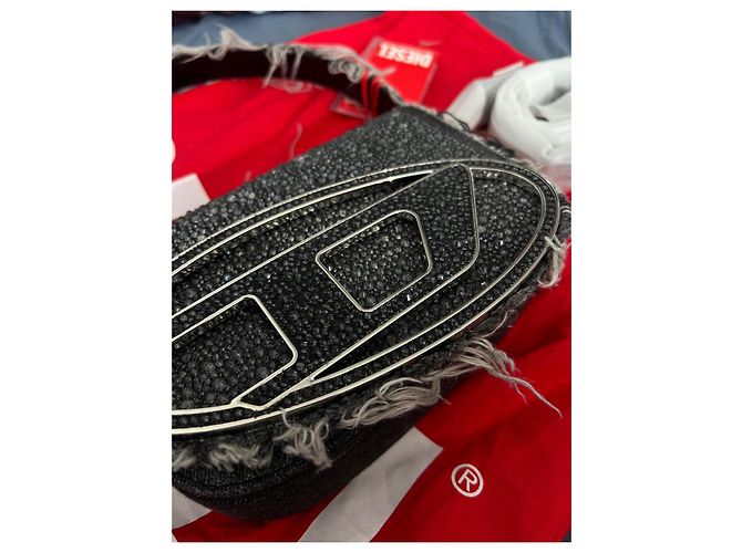 Borsa Diesel 1DR Grigio Scuro in Denim e Pelle con Cristalli Grigio antracite - vista 4
