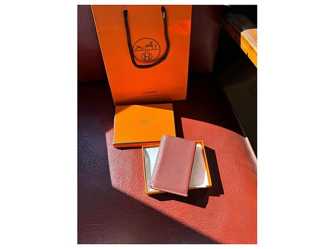 Hermès H saddle card holder red leather - view 2