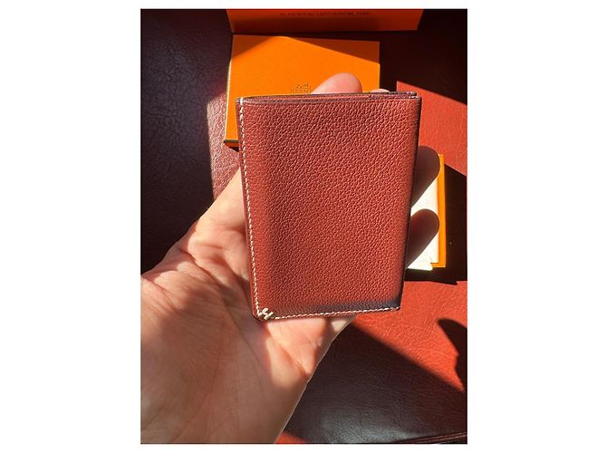 Hermès H saddle card holder red leather - view 3