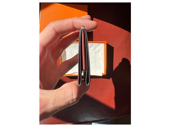 Hermès H saddle card holder red leather - view 4