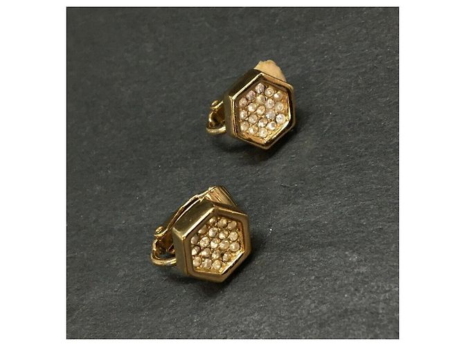 Orecchini Christian Dior Esagono Rhinestone Gold hardware - vista 6