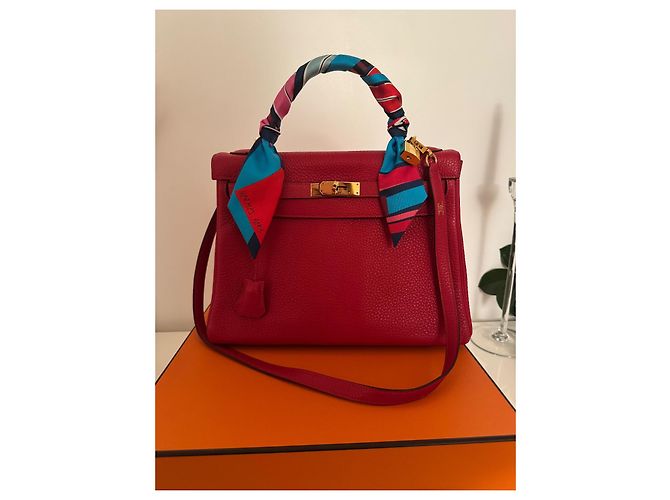 Hermès Kelly II Retourne 32 Clemence Pelle Rossa Rosso - vista 2