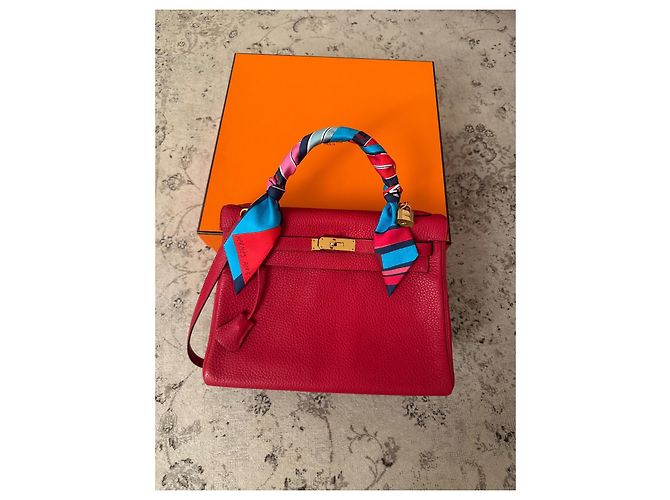Hermès Kelly II Retourne 32 Clemence Pelle Rossa Rosso - vista 3