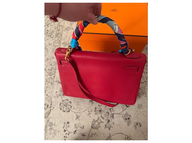 Hermès Kelly II Retourne 32 Clemence Pelle Rossa Rosso - vista 4