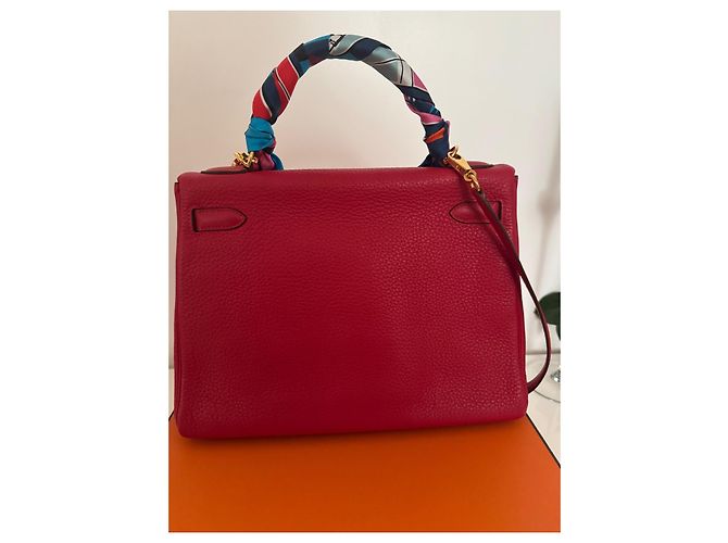 Hermès Kelly II Retourne 32 Clemence Pelle Rossa Rosso - vista 5