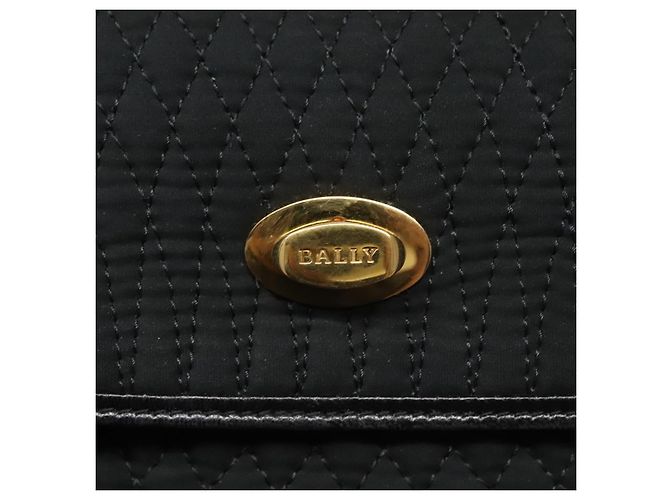 Borsa a mano BALLY in nylon nero e oro Auth 115889 D'oro - vista 17