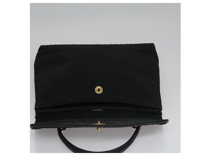 Borsa a mano BALLY in nylon nero e oro Auth 115889 D'oro - vista 18