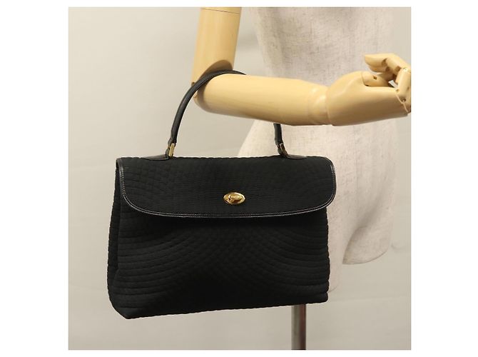 Borsa a mano BALLY in nylon nero e oro Auth 115889 D'oro - vista 26
