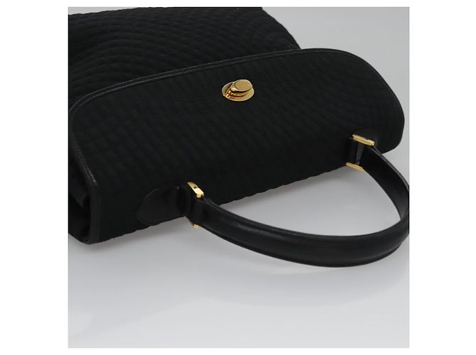 Borsa a mano BALLY in nylon nero e oro Auth 115889 D'oro - vista 6