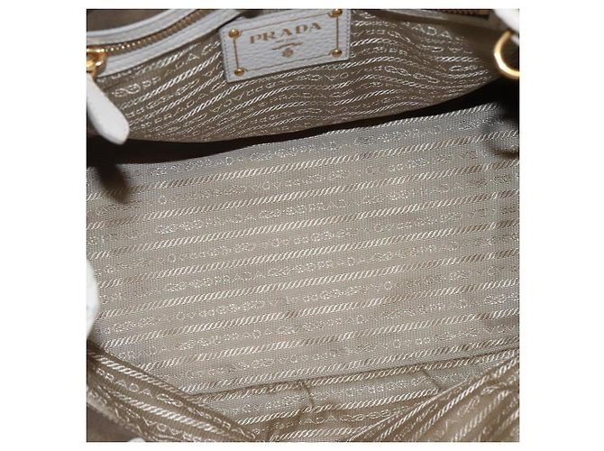 PRADA Borsa a mano in tela pelle beige bianco oro Auth am7707 D'oro - vista 11