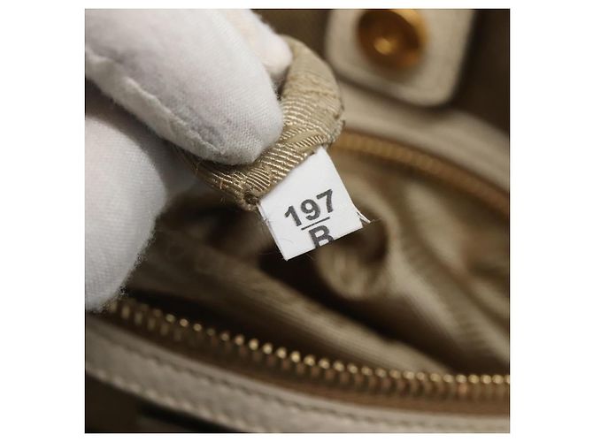 PRADA Borsa a mano in tela pelle beige bianco oro Auth am7707 D'oro - vista 12