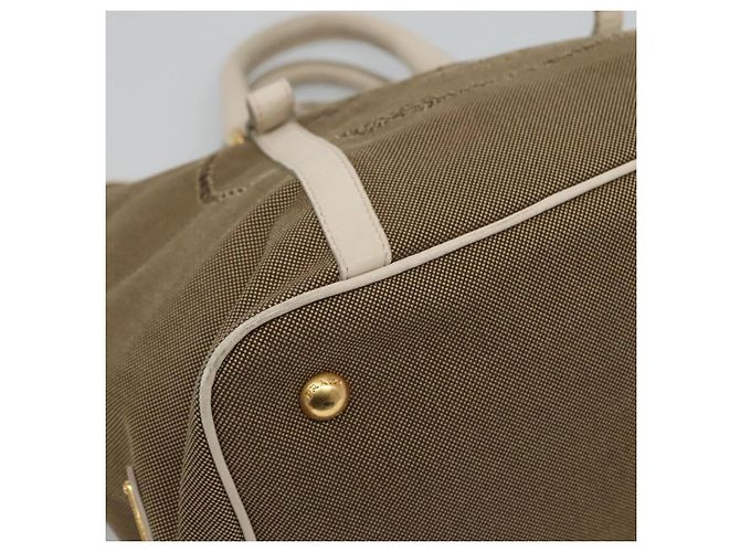 PRADA Borsa a mano in tela pelle beige bianco oro Auth am7707 D'oro - vista 14