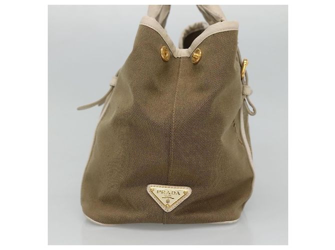 PRADA Borsa a mano in tela pelle beige bianco oro Auth am7707 D'oro - vista 3