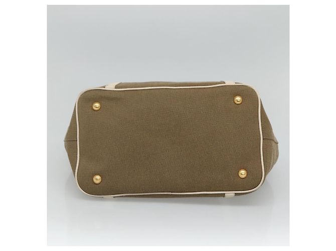 PRADA Borsa a mano in tela pelle beige bianco oro Auth am7707 D'oro - vista 5