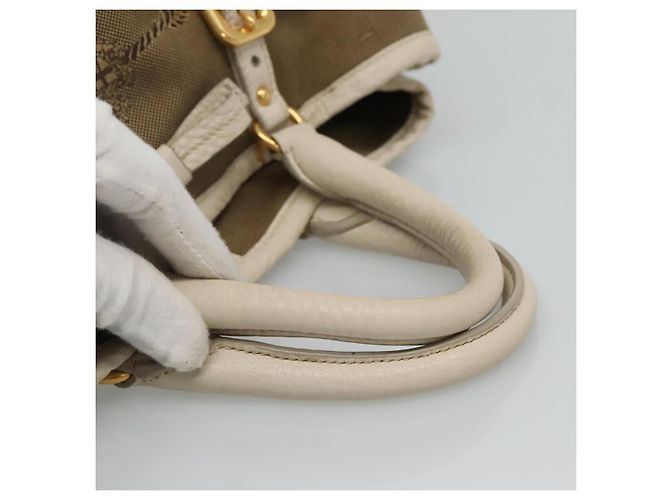 PRADA Borsa a mano in tela pelle beige bianco oro Auth am7707 D'oro - vista 7