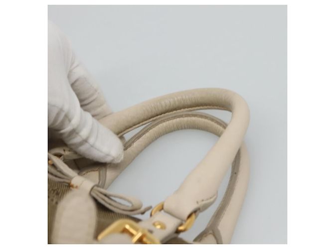PRADA Borsa a mano in tela pelle beige bianco oro Auth am7707 D'oro - vista 8