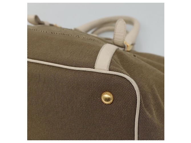 PRADA Borsa a mano in tela pelle beige bianco oro Auth am7707 D'oro - vista 9
