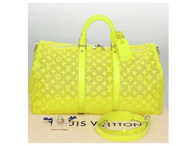 LOUIS VUITTON Borsa Keepall Bandoulière 50 Trasparente Gialla M55380 Auth 114280S Giallo - vista 12