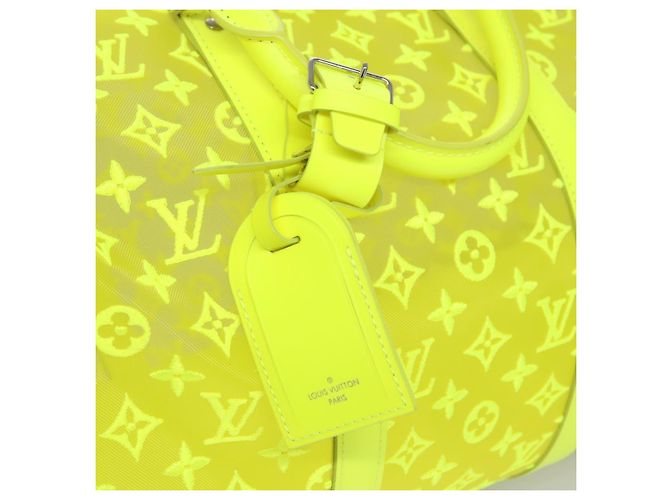 LOUIS VUITTON Borsa Keepall Bandoulière 50 Trasparente Gialla M55380 Auth 114280S Giallo - vista 18