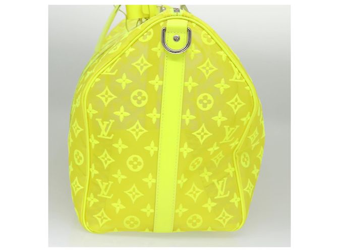 LOUIS VUITTON Borsa Keepall Bandoulière 50 Trasparente Gialla M55380 Auth 114280S Giallo - vista 3