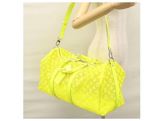 LOUIS VUITTON Borsa Keepall Bandoulière 50 Trasparente Gialla M55380 Auth 114280S Giallo - vista 30