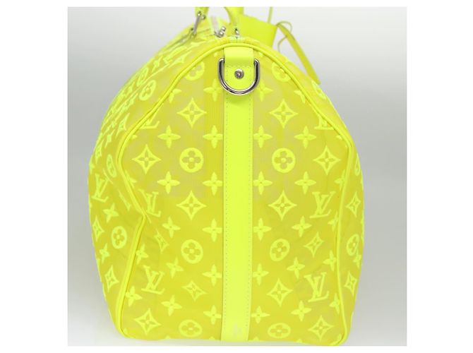 LOUIS VUITTON Borsa Keepall Bandoulière 50 Trasparente Gialla M55380 Auth 114280S Giallo - vista 4