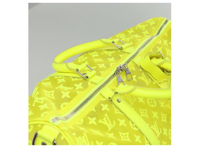 LOUIS VUITTON Borsa Keepall Bandoulière 50 Trasparente Gialla M55380 Auth 114280S Giallo - vista 7