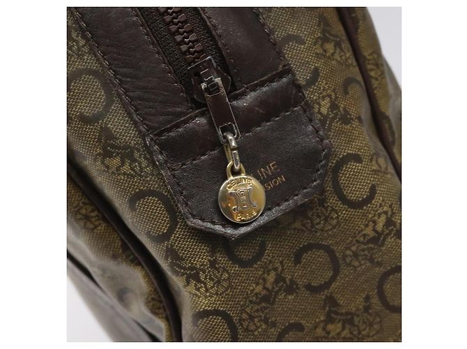 Céline CELINE C Borsa a Mano Sulky PVC Marrone Scuro Oro Auth 114689 D'oro - vista 10