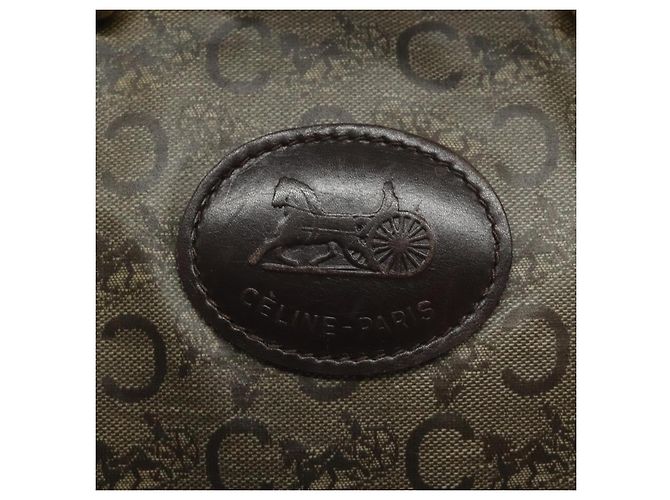 Céline CELINE C Borsa a Mano Sulky PVC Marrone Scuro Oro Auth 114689 D'oro - vista 17