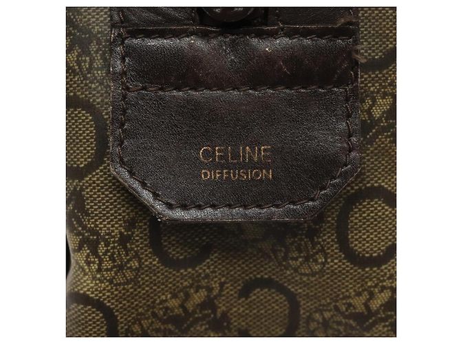 Céline CELINE C Borsa a Mano Sulky PVC Marrone Scuro Oro Auth 114689 D'oro - vista 18