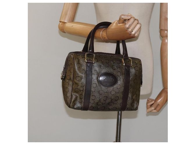 Céline CELINE C Borsa a Mano Sulky PVC Marrone Scuro Oro Auth 114689 D'oro - vista 21