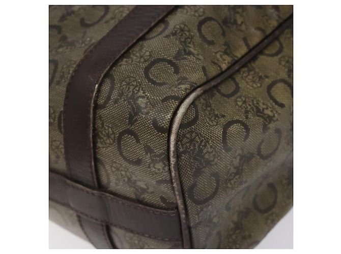 Céline CELINE C Borsa a Mano Sulky PVC Marrone Scuro Oro Auth 114689 D'oro - vista 9